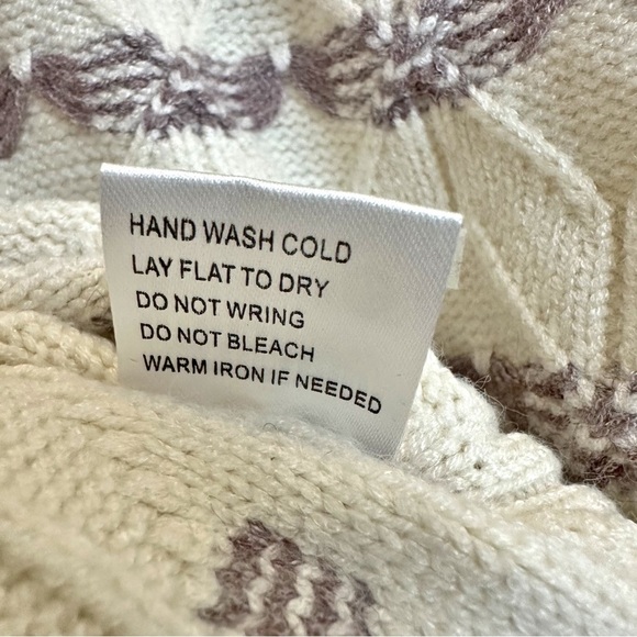 Joie NWT Turtleneck Sweater Size Medium Cream Gray Striped Knit Pullover Pattern - Picture 7 of 7